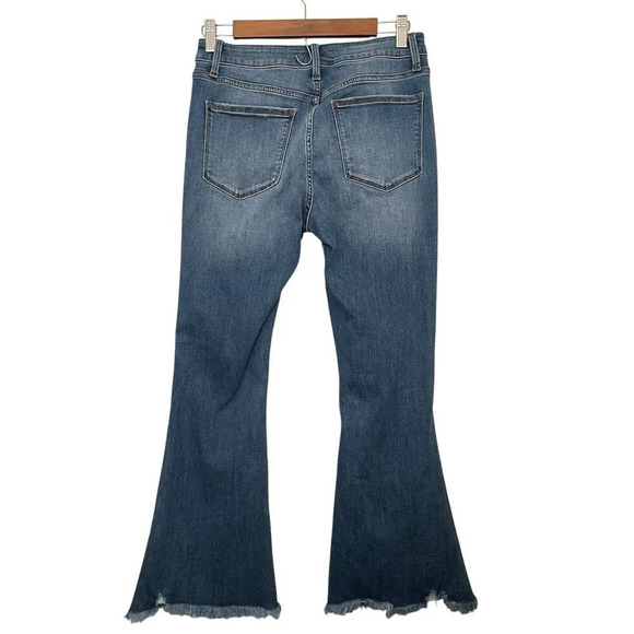 Ceros High Rise Flare Wide Leg Distressed Jeans Boho Festival Raw Hem Size 28 - Picture 2 of 7